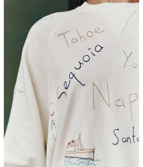 The Slouch Sweatshirt - Washed White w/ Golden State Embroidery