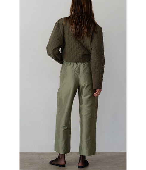 The Taffeta Drawstring Cargo Pants - Oregano
