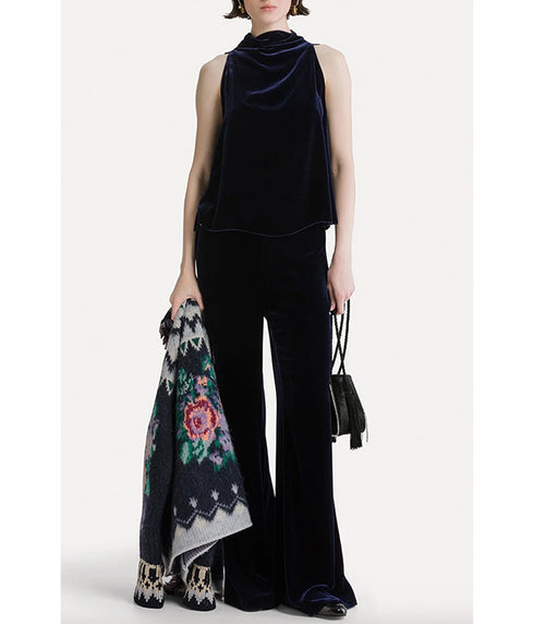 Viscose and Silk Velvet Top - Night