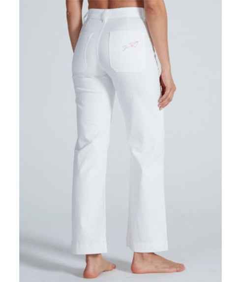 Sailor Twill Jeans - ivory Go Fly Embroidery