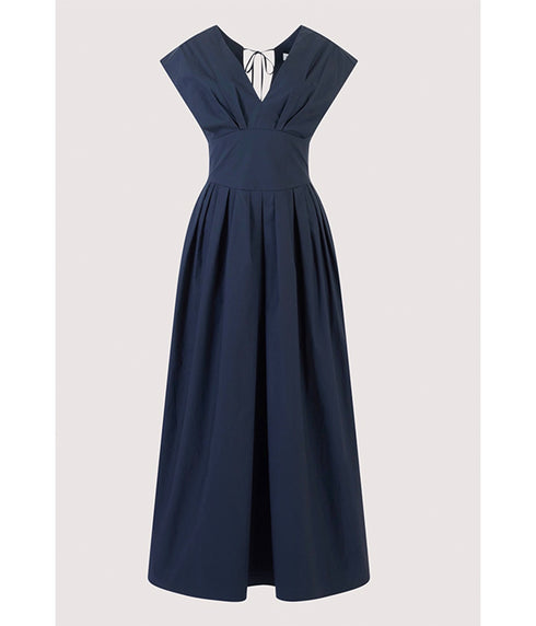 In Full Bloom Dress - Navy Cotton Taffeta