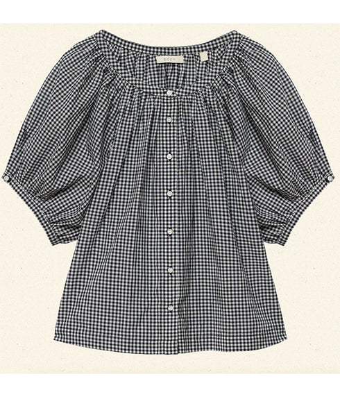 June Top - Noir La Maddalena Gingham