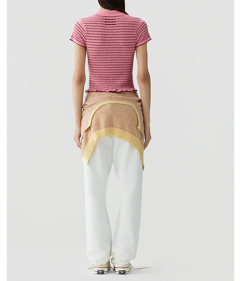 Smocked Shrunken Polo - Sprinkle/Burnt Sienna