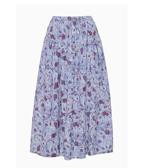 Rosen Cotton Midi Skirt - Gardenia