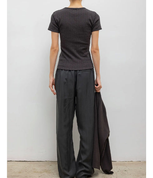 Pointelle Slim Fit Tee - Hickory Melange