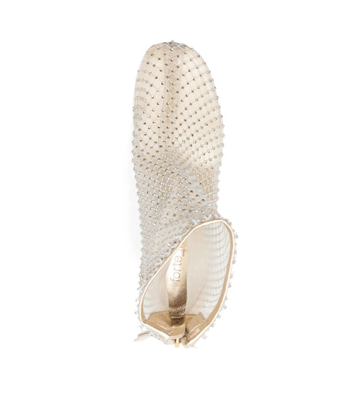 Alma Strass Mesh Chic Ankle Boots - Platinum