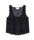 The Scalloped Eyelet Tank - Black