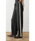The Thermal Cropped Striped Pants - Charcoal
