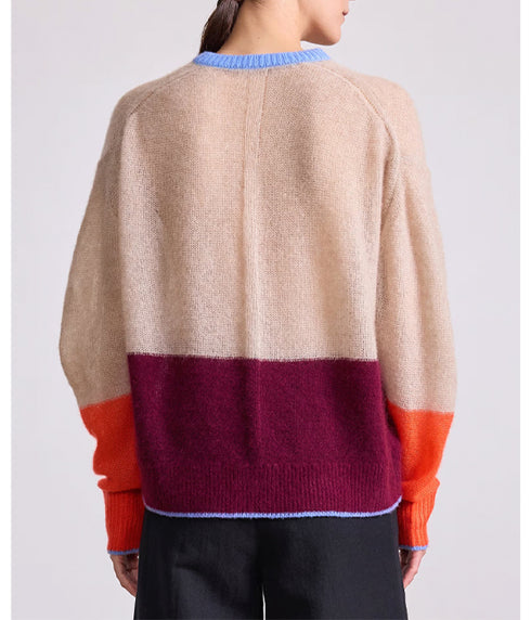 Softest Tissue Weight Sweater - Jute & Black Cherry