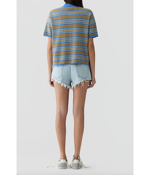 Short Sleeve Striped Rugby - Delft Blue Combo