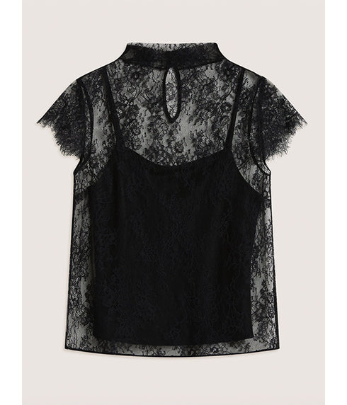 Blake Lace Tee - Black