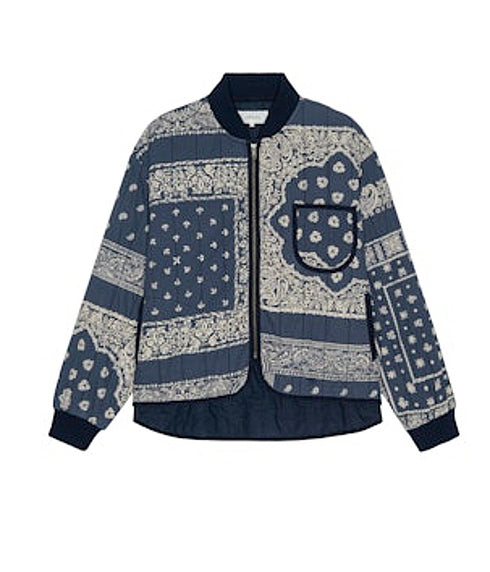The Quilted Bomber - Navy Bandana Print