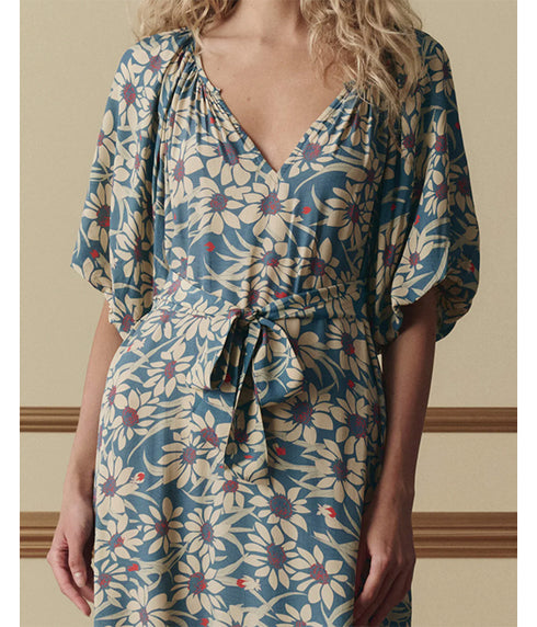 The Fairground Dress - Blue Scattered Bloom