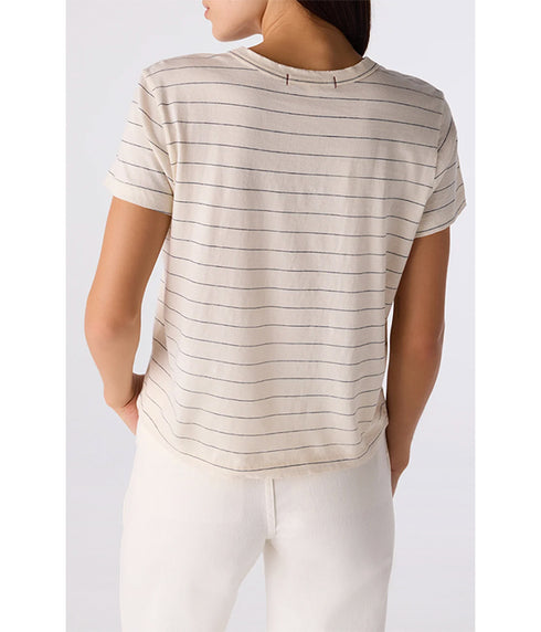 Lovey Tee- Bone/Grey Stripe
