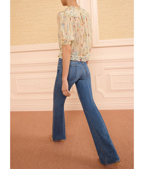 Solenne Silk Top - Moon Petal