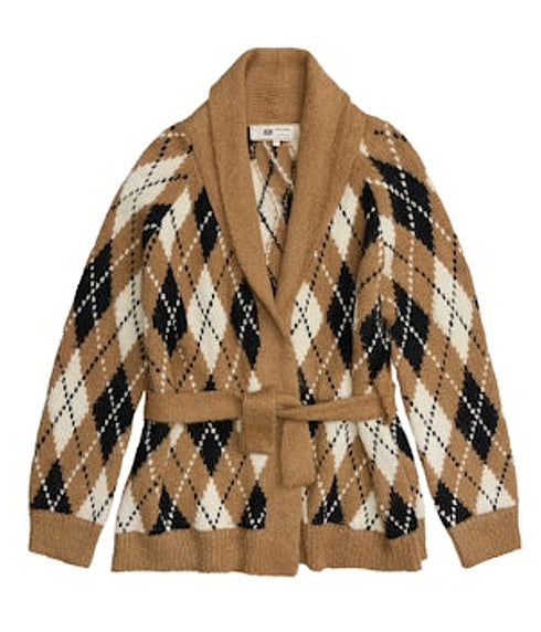 The Argyle Riding Cardigan - Camel