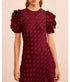 Elvia Ruffle Sleeve Midi Dress - Claret