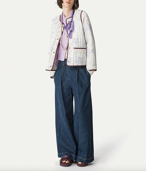 "Nontiscordardime" Cotton Voile Matelasse' Coat - Glicine