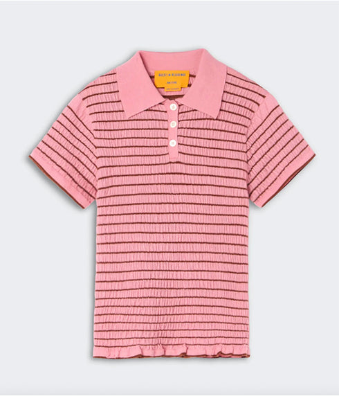 Smocked Shrunken Polo - Sprinkle/Burnt Sienna