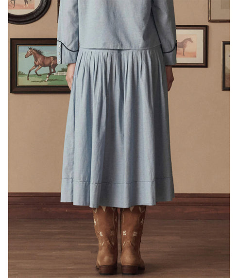 The Chambray Embroidered Highland Skirt