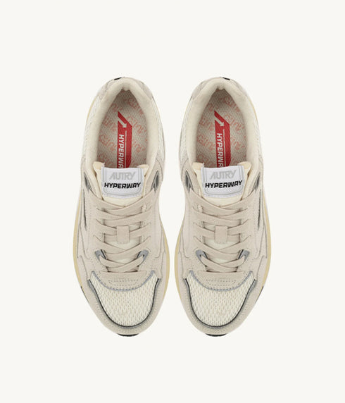 Hyperway Sneakers - White and Silver Mesh and Suede