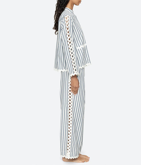 The Richa Pajama Set - Dusty Blue Stripe