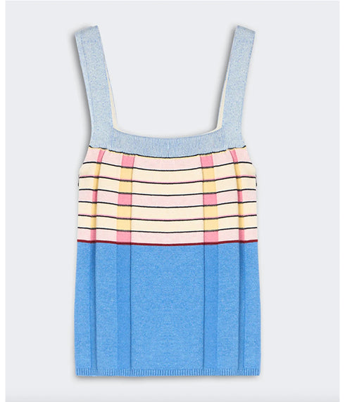 Plaited Rib Tank - Delft Blue Combo