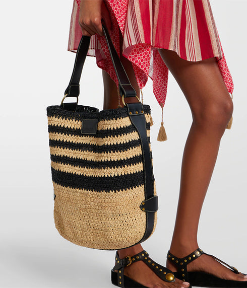 Bayia Raffia Bag - Black/Natural