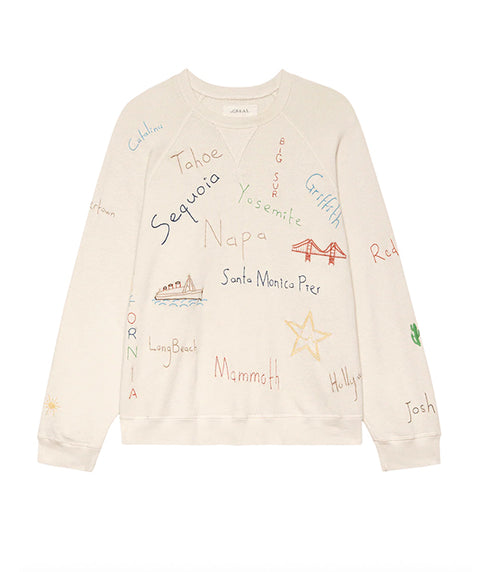 The Slouch Sweatshirt - Washed White w/ Golden State Embroidery