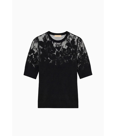 Ella Short Sleeve Lace Top - Noir