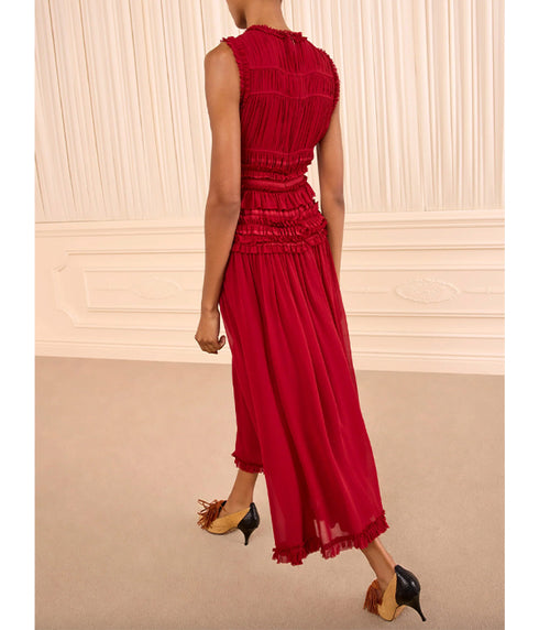 Etta Sleeveless Silk Dress - Cerise