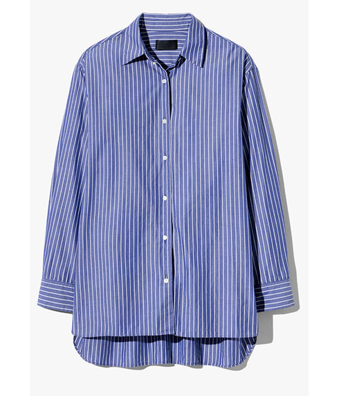 Yorke Striped Cotton Shirt - Dark Navy/White