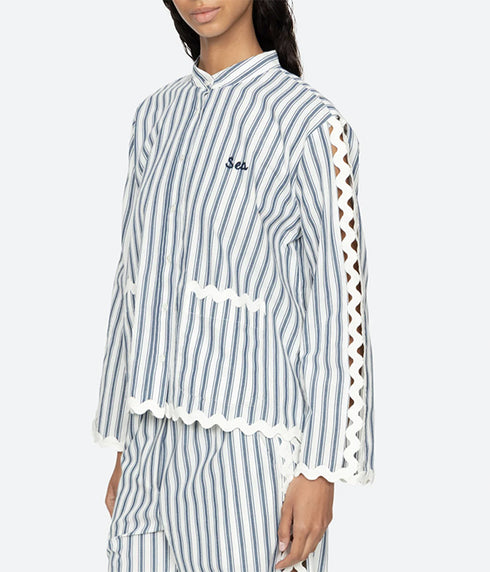The Richa Pajama Set - Dusty Blue Stripe