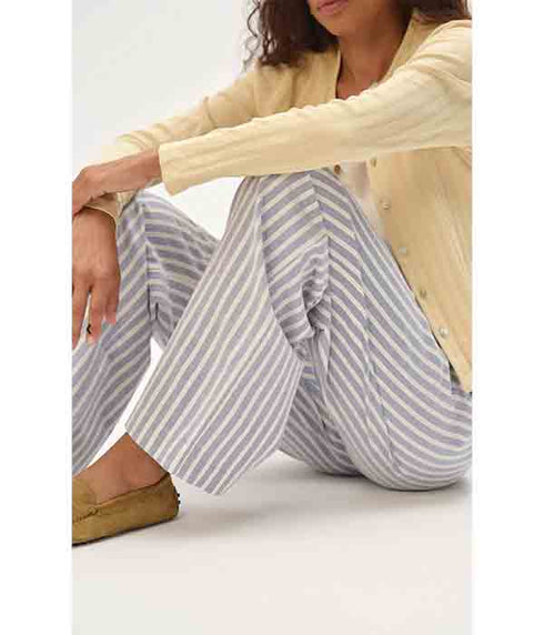 The Oxford Stripe Drawstring Pants - Butter Stripe