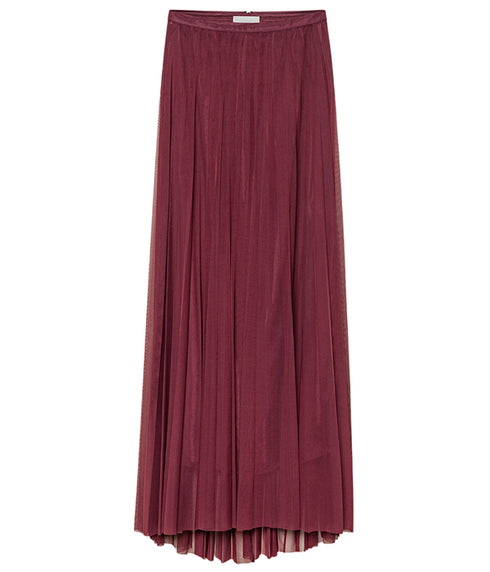 Chic Tulle Plisse' Midi Skirt - Ruby