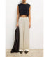 Barb Wide Leg Satin Pants - Creme