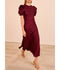 Elvia Ruffle Sleeve Midi Dress - Claret