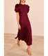 Elvia Ruffle Sleeve Midi Dress - Claret