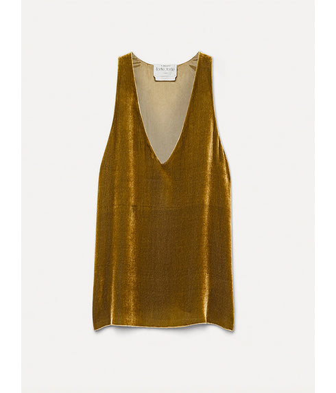 Velvet V-Neck Sleeveless Top - Antique Gold