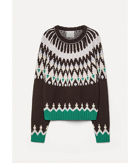 Fair Isle Cable-Knit Virgin Wool Jumper - Fondant