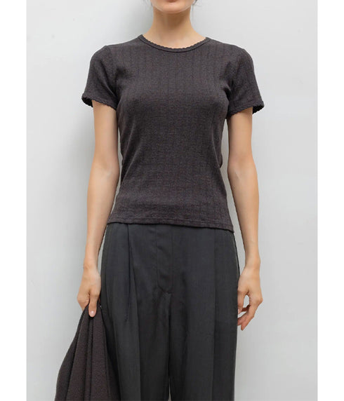 Pointelle Slim Fit Tee - Hickory Melange