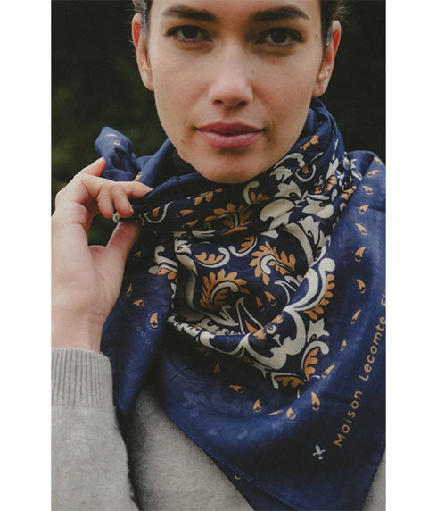 Bandana Flowers Cotton - Navy