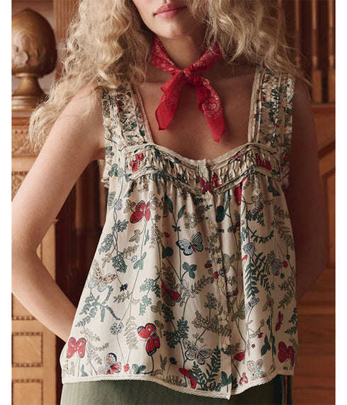 The Victorian Pleat Tank - Floating Butterflies