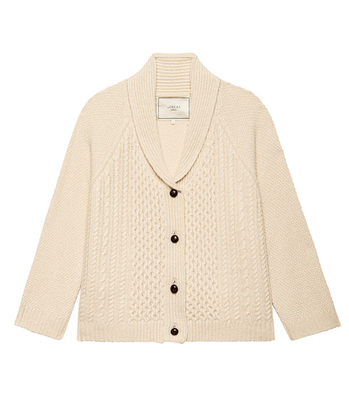 The Cashmere Cable Lodge Cardigan - Cream