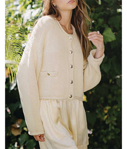 Charlene Welt Pocket Knit Jacket - Gardenia