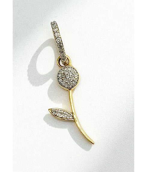 Small Flower Diamond and Gold Infused Brass Pendant