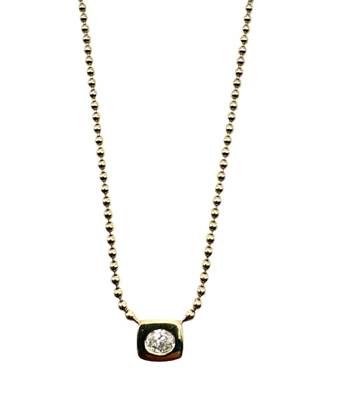 Ball Chain Necklace w/ Square Bezel