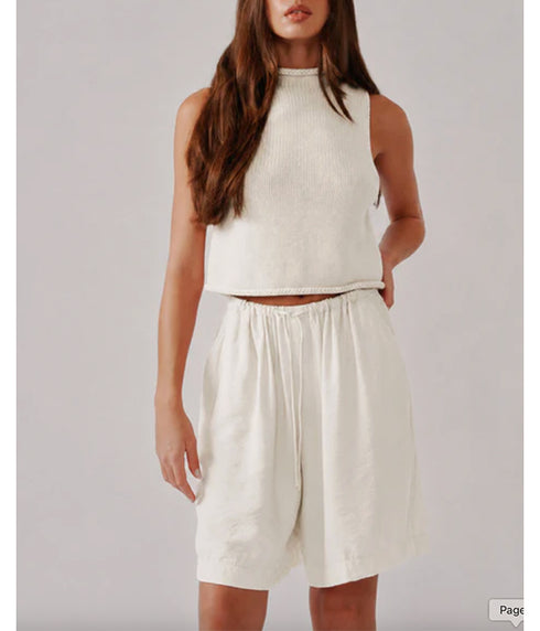 Giada Roll Neck Tank - Gardenia