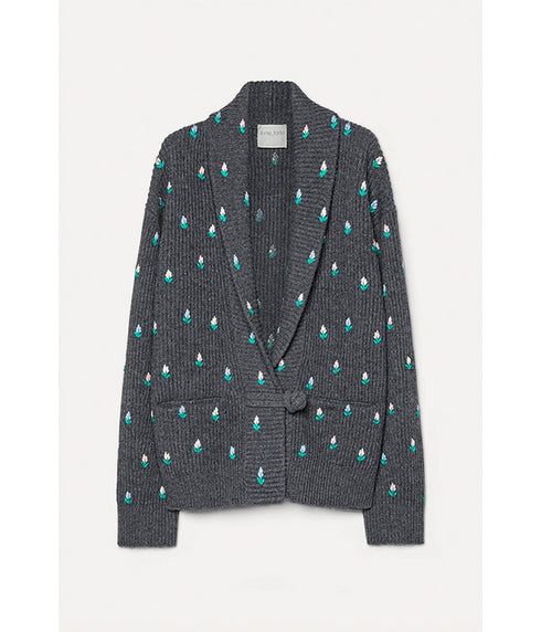 “Victorian Fields” Wool and Cashmere Cardigan - Grey