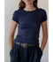 The Pointelle Baby Tee - Navy